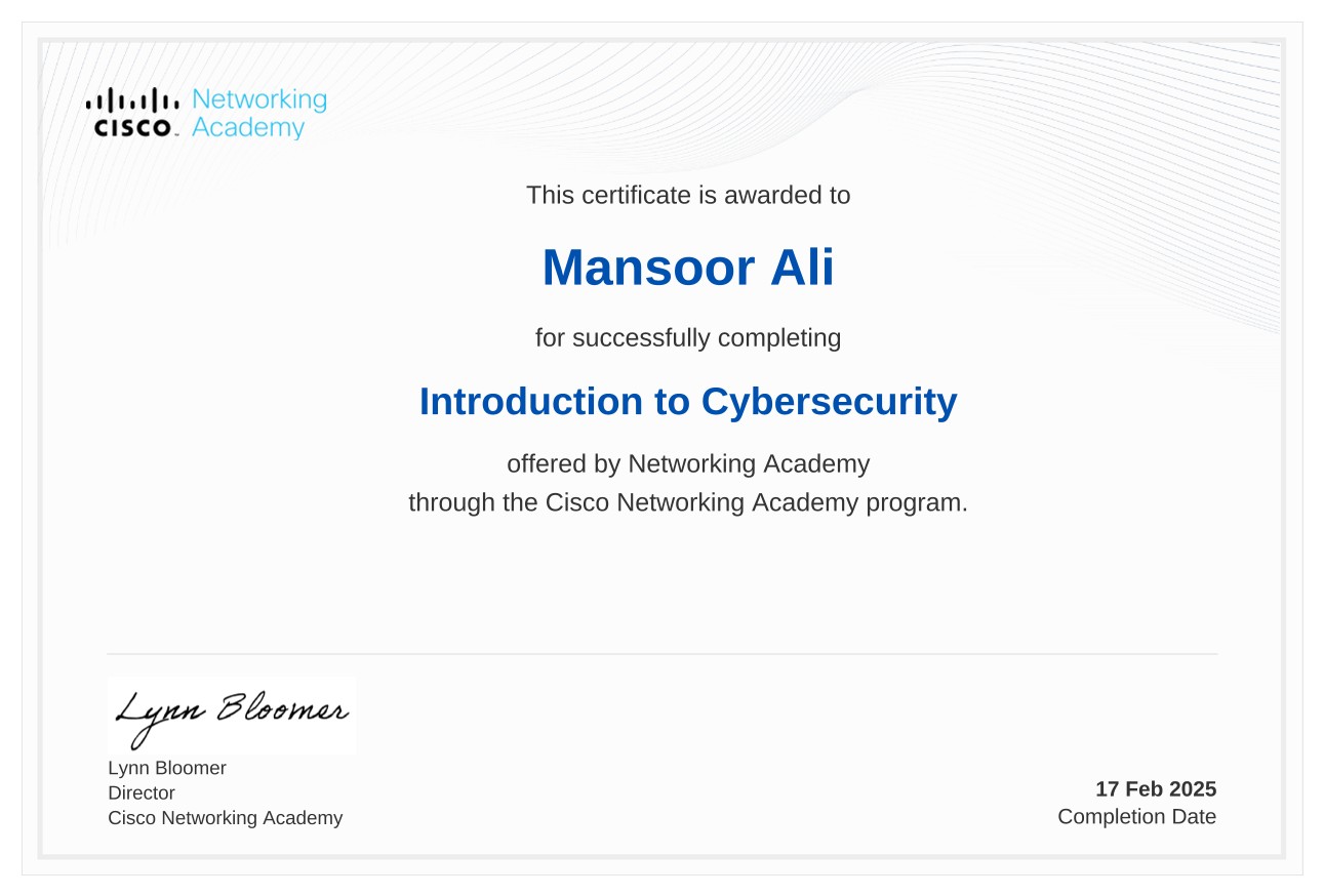 Introduction to Cybersecurity